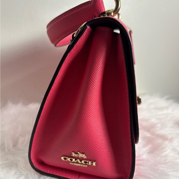 Coach Rose Pink Tilly Top Handle Satchel Classic Flap Leather Lock, 76618 - Picture 3 of 10